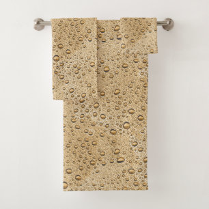 Gold water droplets bath towel set