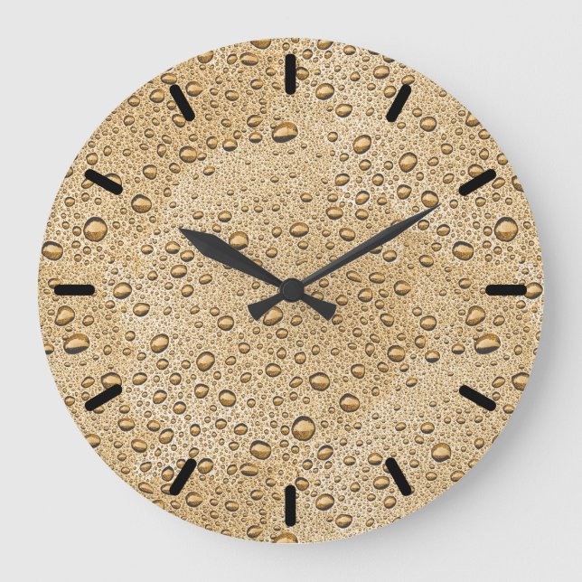 Gold water droplets large clock (Front)