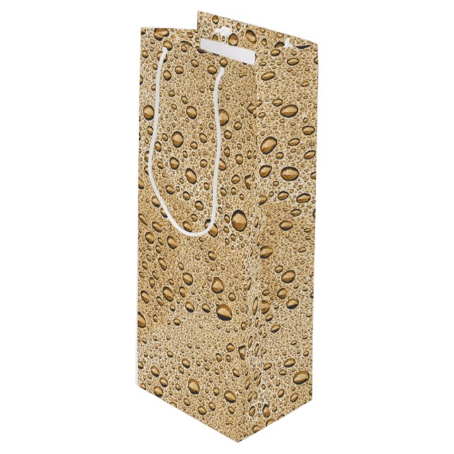 Gold water droplets wine gift bag (Front Angled)