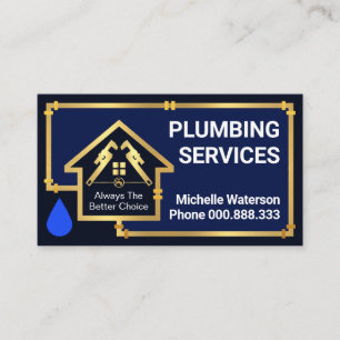 Gold Water Pipes Leaking Frame Business Card