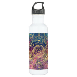 Gold watercolor and nebula mandala 710 ml water bottle