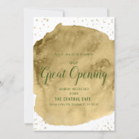 Gold watercolor brush stroke on white Opening