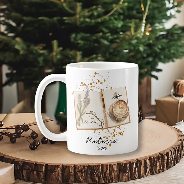 Gold Watercolor Coffee Lover Journal Holiday Gift Coffee Mug (Creator Uploaded)
