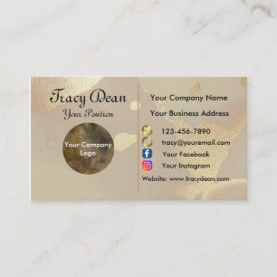 Gold Watercolor Custom Logo Modern Business Card