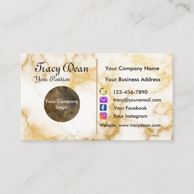 Gold Watercolor Custom Professional Modern Business Card (Front)