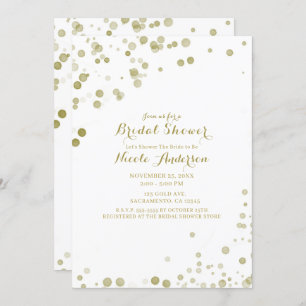 Gold Watercolor Dots Modern Clean Bridal Shower Invitation