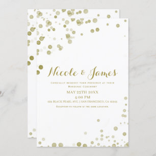 Gold Watercolor Dots Modern Clean Wedding Invitation