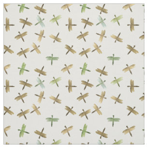 Gold Watercolor Dragonflies Fabric