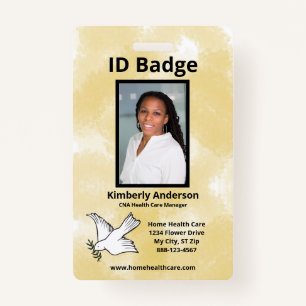 Gold Watercolor Employee Photo Name Logo ID ID Badge