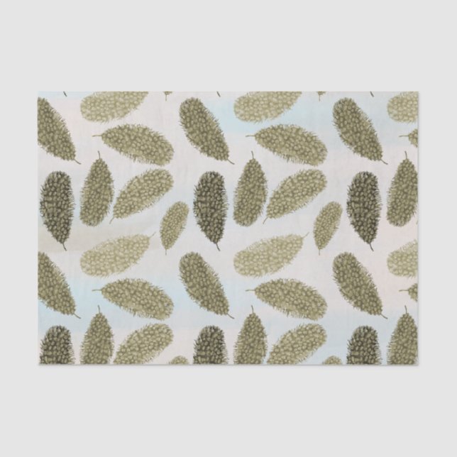 Gold Watercolor Feathers Tissue Paper (Front)