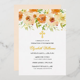 Gold Watercolor Floral Girl Baptism