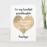 Gold Watercolor Heart 10th Birthday Card<br><div class="desc">A watercolor gold heart 10th birthday card for granddaughter,  daughter,  goddaughter,  etc. The front of this tenth birthday card features a beautiful gold heart,  which you can personalise for the birthday girl. The inside reads a sweet birthday sentiment which can also be personalised for her.</div>