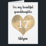 Gold Watercolor Heart 17th Birthday<br><div class="desc">A personalised 17th birthday card for her, which features a gold watercolor heart on the front. You will be able to easily personalise the front of this modern 17th birthday card with her name. The inside card message can also be edited. This would make a unique personalised card keepsake for...</div>