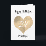 Gold Watercolor Heart 24th Birthday  Card<br><div class="desc">A gold watercolor heart 24th birthday card for granddaughter, daughter, friend, etc. You will be able to easily personalise the front with her name. The inside card message and back of the card can also be personalise. This personalised twenty fourth birthday card for her would make a great birthday keepsake....</div>
