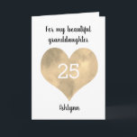 Gold Watercolor Heart 25th Birthday Card<br><div class="desc">A personalized 25th birthday card for her which features a gold watercolor heart on the front. You will be able to easily personalize the front of the birthday card with her age and name. This personalized heart 25th birthday card would be a great keepsake for her.</div>
