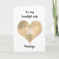Gold Watercolor Heart 36th Birthday