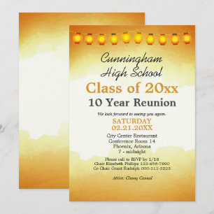 Gold Watercolor High School Class Reunion Template
