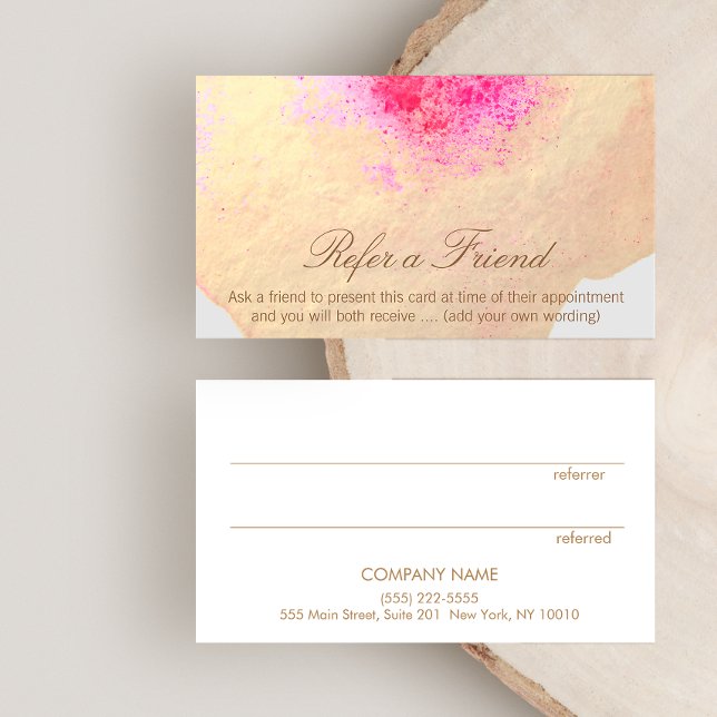 Gold Watercolor Large Floral Customer Referral Card (Creator Uploaded)