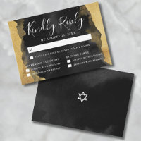 Gold Watercolor Mitzvah RSVP Reply Card