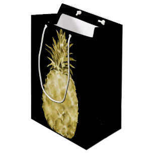 Gold Watercolor Pineapple Medium Gift Bag