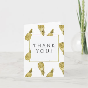 Gold Watercolor Pineapples Thank You Card