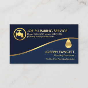 Gold Wave Blue Shade Layers Electrical Business Card
