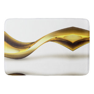 Gold Wave on White Pretty Bath Mat