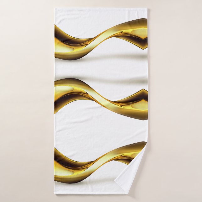Gold Wave on White Pretty Bath Towel (Bath Towel)