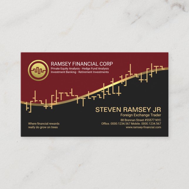 Gold Wave Stock Exchange Graph Forex Trader Business Card (Front)