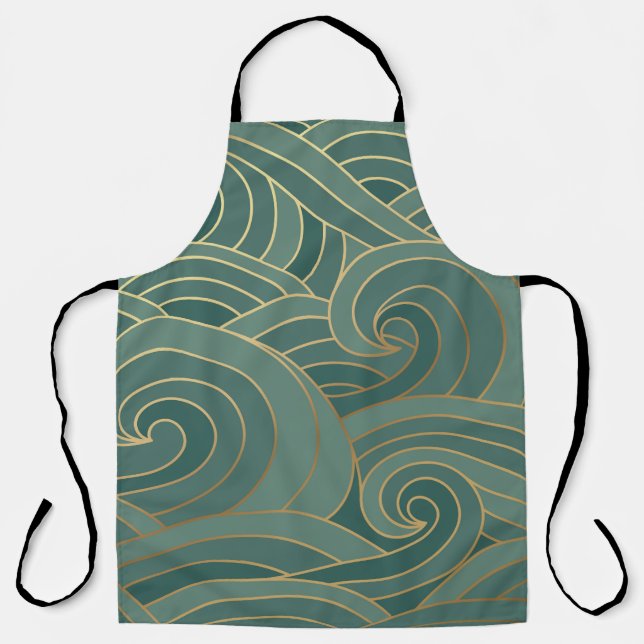 Gold Wave: Traditional Oriental Luxury Apron (Front)