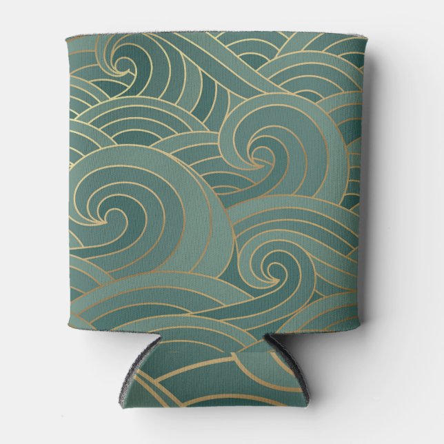 Gold Wave: Traditional Oriental Luxury Can Cooler (Front)