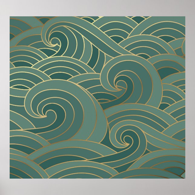 Gold Wave: Traditional Oriental Luxury Poster (Front)