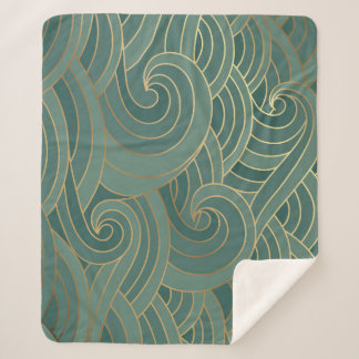 Gold Wave: Traditional Oriental Luxury Sherpa Blanket