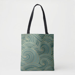 Gold Wave: Traditional Oriental Luxury Tote Bag