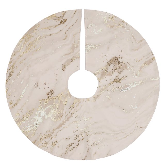 Gold Waves: Abstract Marble Brushed Polyester Tree Skirt (Front)