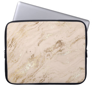 Gold Waves: Abstract Marble Laptop Sleeve