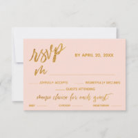 Gold Waves Handwriting Blush Pink Dinner Options