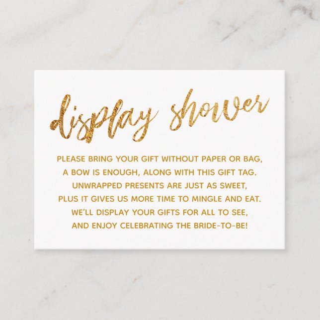 Gold Waves & Handwriting White Display Shower Enclosure Card (Front)