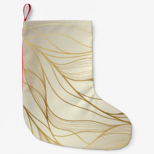 Gold wavy pattern. Luxurious golden linear ornamen Small Christmas Stocking