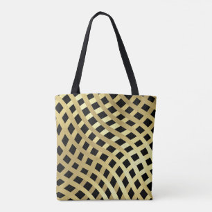 Gold Wavy Weave Pattern over Any Colour Tote Bag