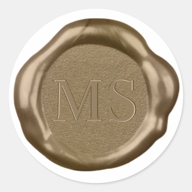 Gold Wax seal Sticker monogram, (Front)