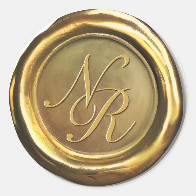  Gold Wax Seal Vintage Customised Wedding Stickers (Front)