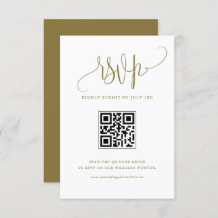Gold We Do Modern Calligraphy Wedding QR Code RSVP Card