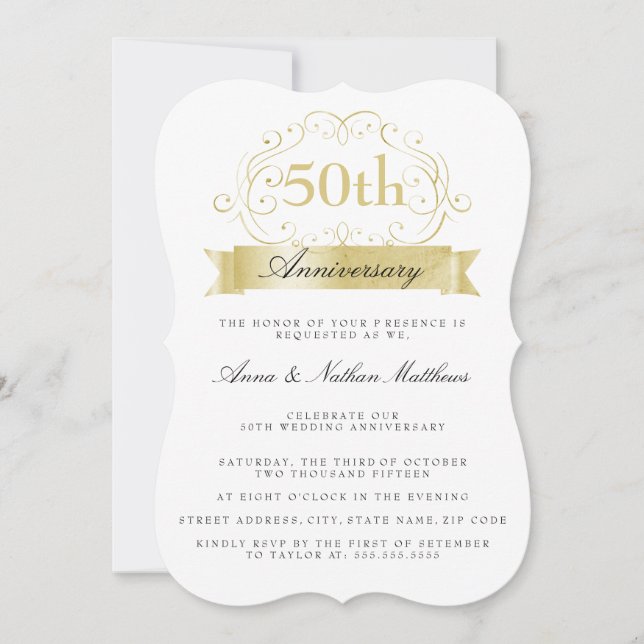 Gold Wedding 50th Anniversary Invite (Front)