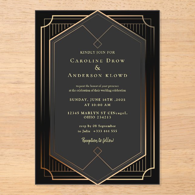 GOLD WEDDING Acrylic Invitations (Front)