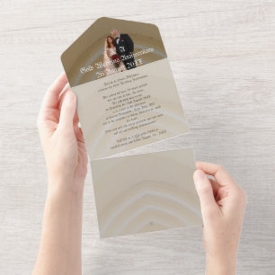 Gold Wedding Anniversary Couple Photo All In One Invitation