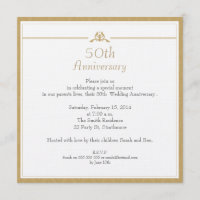Gold Wedding Anniversary Invitation