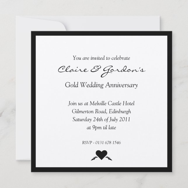 Gold Wedding Anniversary Party Invitation (Front)