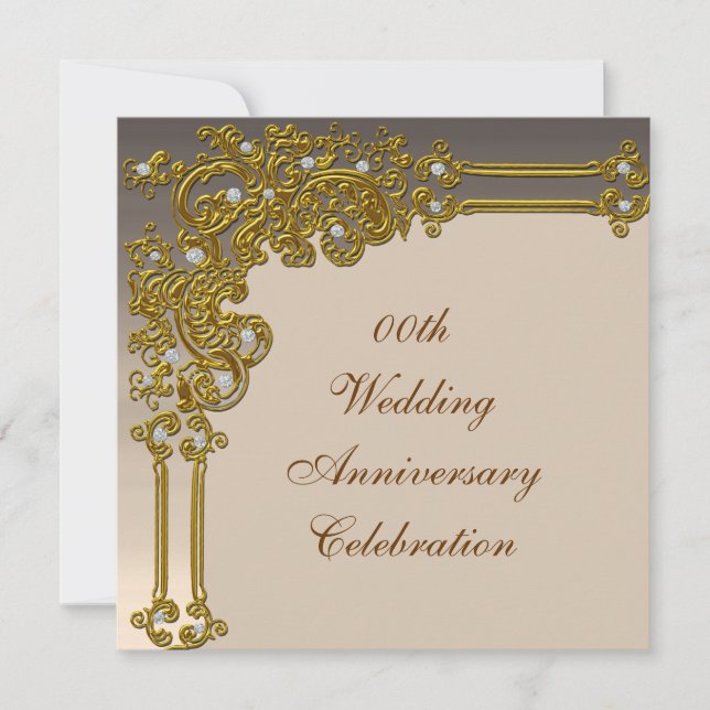 Gold Wedding Anniversary Party Invitation (Front)