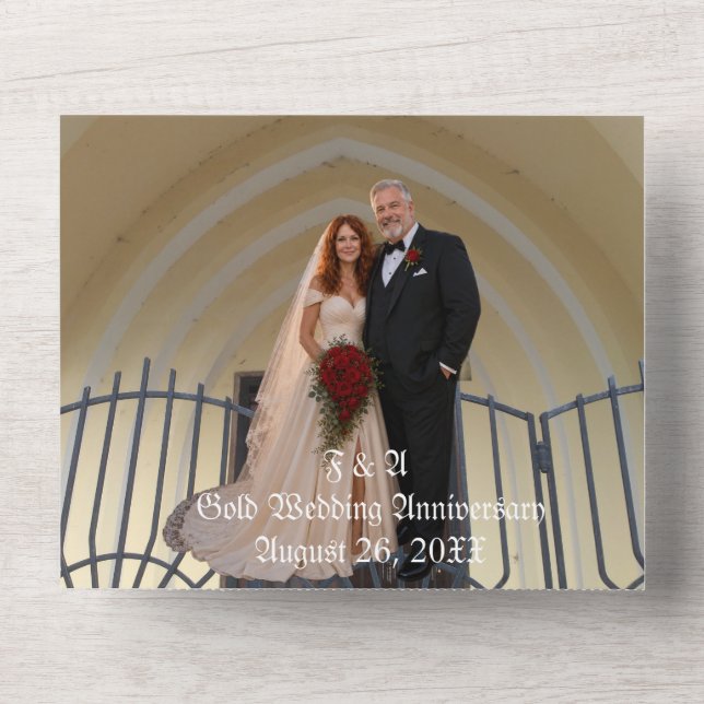 Gold wedding anniversary photo invitation   (Front)